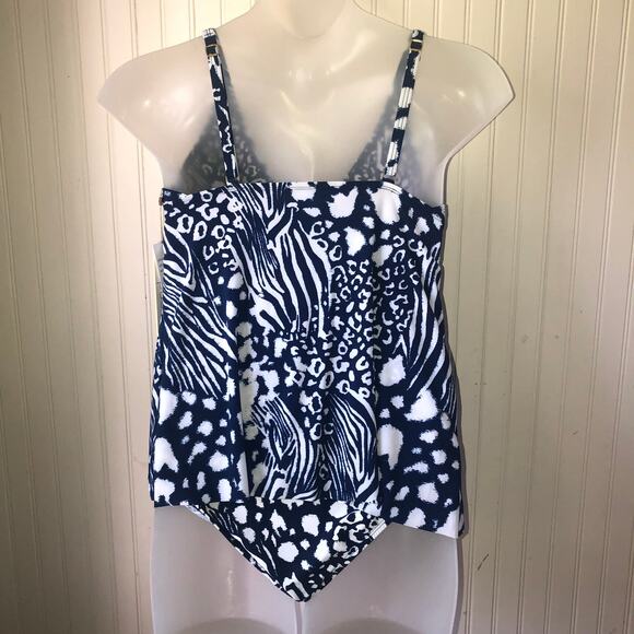 BEYOND CONTROL Retail $147 Blue Animal Haven Tankini High Waist Bottom Size 12 - Picture 5 of 7